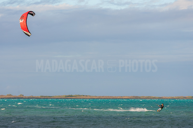 Kitesurfer in the Emerald Sea in Diego Suarez (Antsiranana)